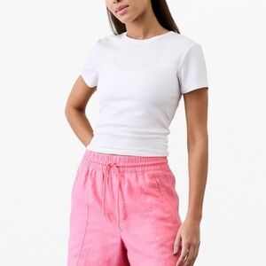 NWT Athleta Pink Retreat Linen High Waist Shorts for Everyday Style